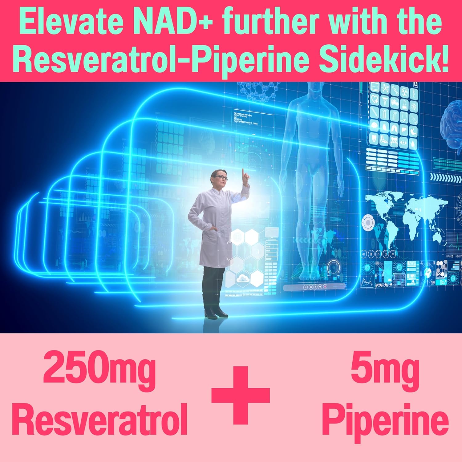 NAD+ Activator Gummies with Nicotinamide Riboside & Resveratrol - 1000mg NAD Plus Booster - Nrf2 Capsules - Niacinamide B3 Supplements - Alt NDA Regenerator