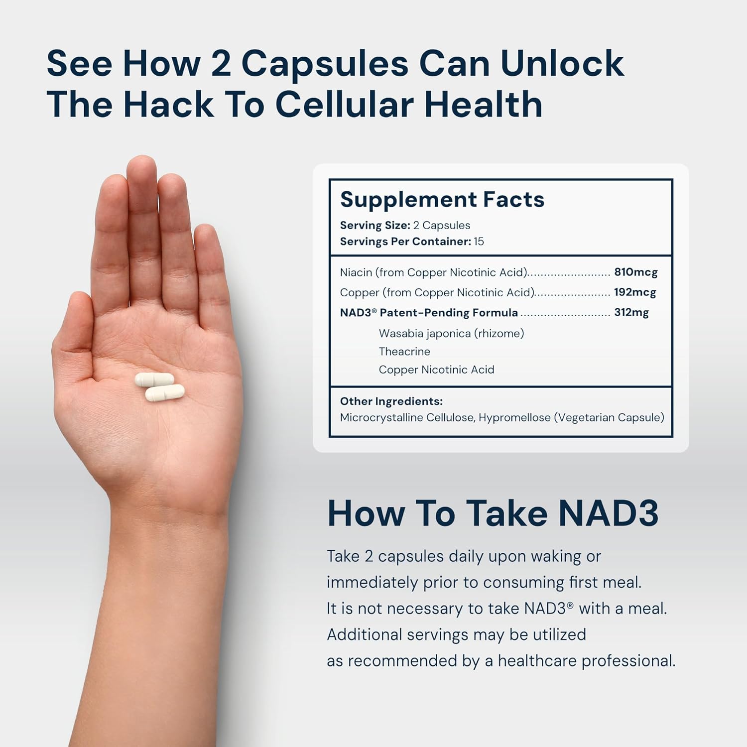 NAD+ Booster Supplement for Men & Women - Anti-Aging NRF2 Activator, 312mg - Natural Energy & Cellular Health - 30 Veggie Capsules