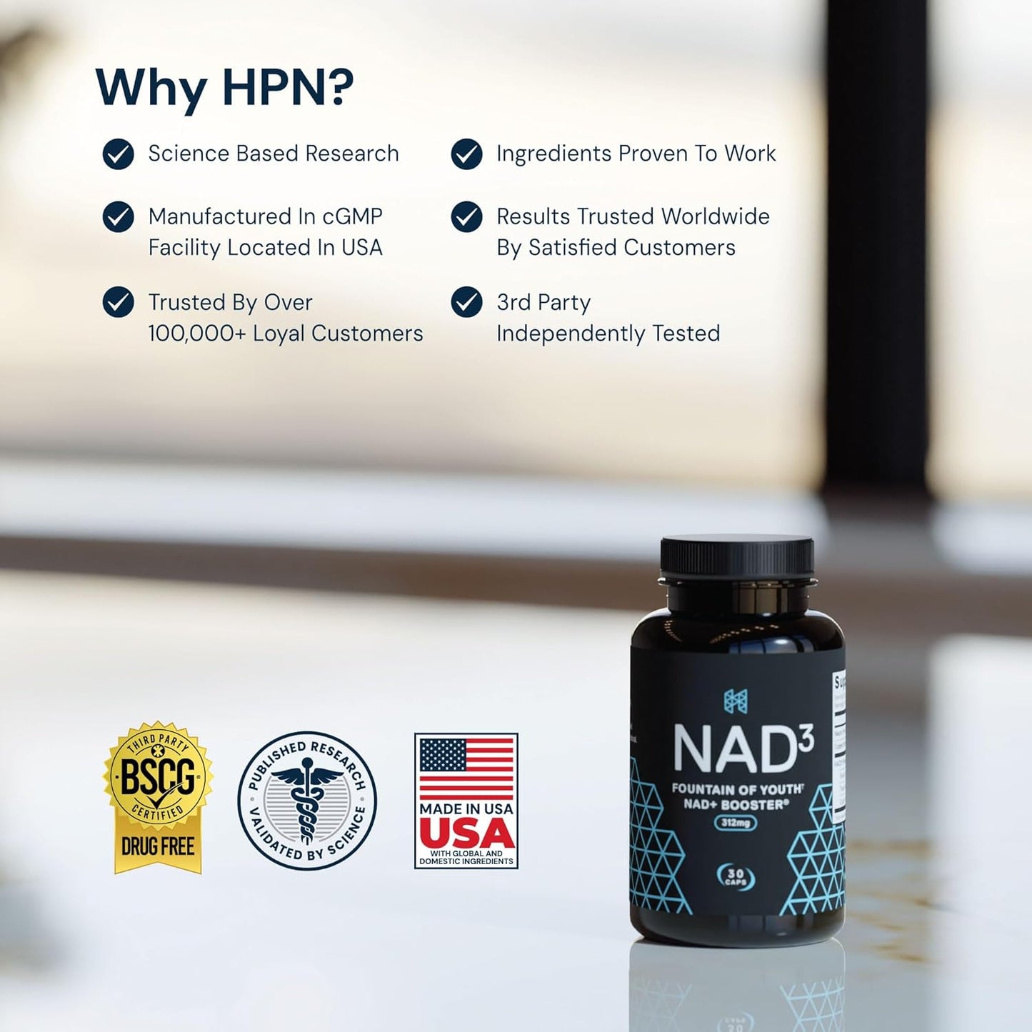 NAD+ Booster Supplement for Men & Women - Anti-Aging NRF2 Activator, 312mg - Natural Energy & Cellular Health - 30 Veggie Capsules
