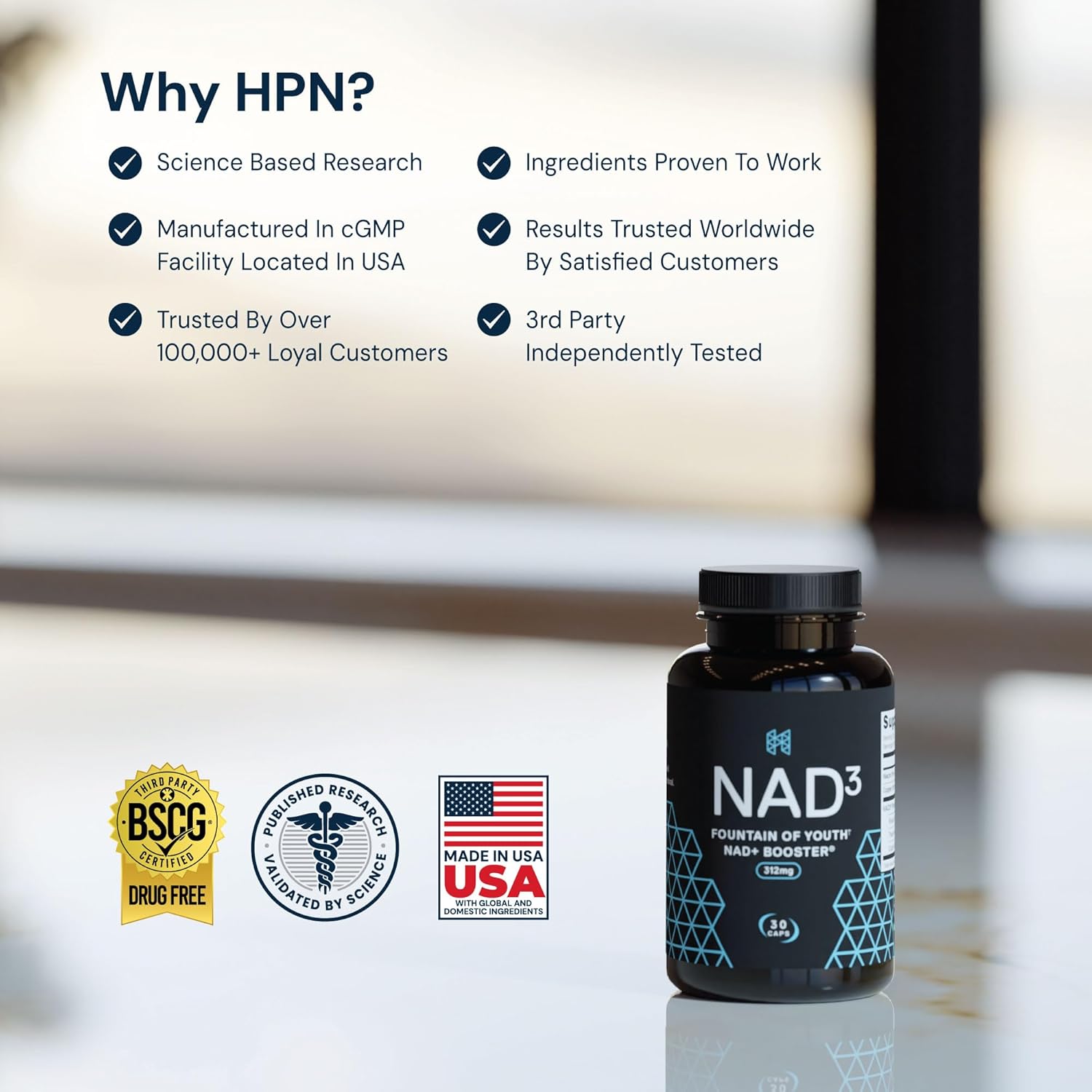NAD+ Booster Supplement for Men & Women - Anti-Aging NRF2 Activator, 312mg - Natural Energy & Cellular Health - 30 Veggie Capsules