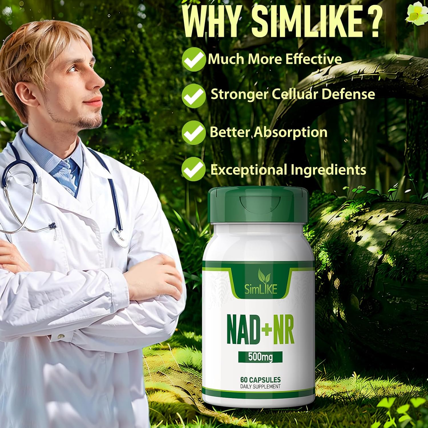 NAD+ Booster with Resveratrol for Healthy Aging and Energy - 30 Servings