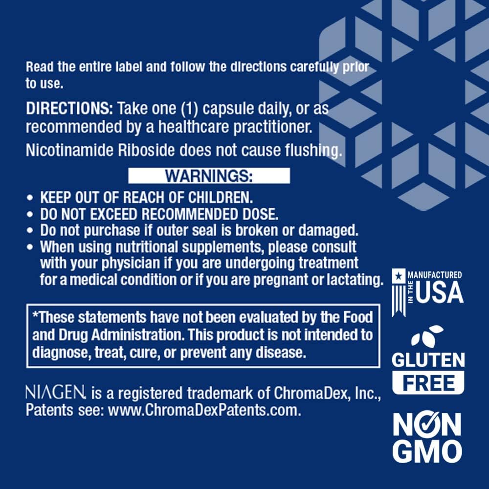 NAD+ Cell Regenerator 100mg Supplement for Healthy Metabolism & Longevity - Gluten Free, Non-GMO - 30 Capsules