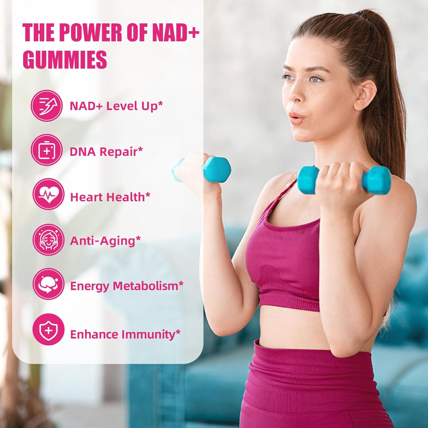 NAD+ Gummies for Women 1000MG - Sugar Free Vitamin B3 Supplement with TMG for Anti-Aging & Energy Boost - Peach Flavor - 60 Count