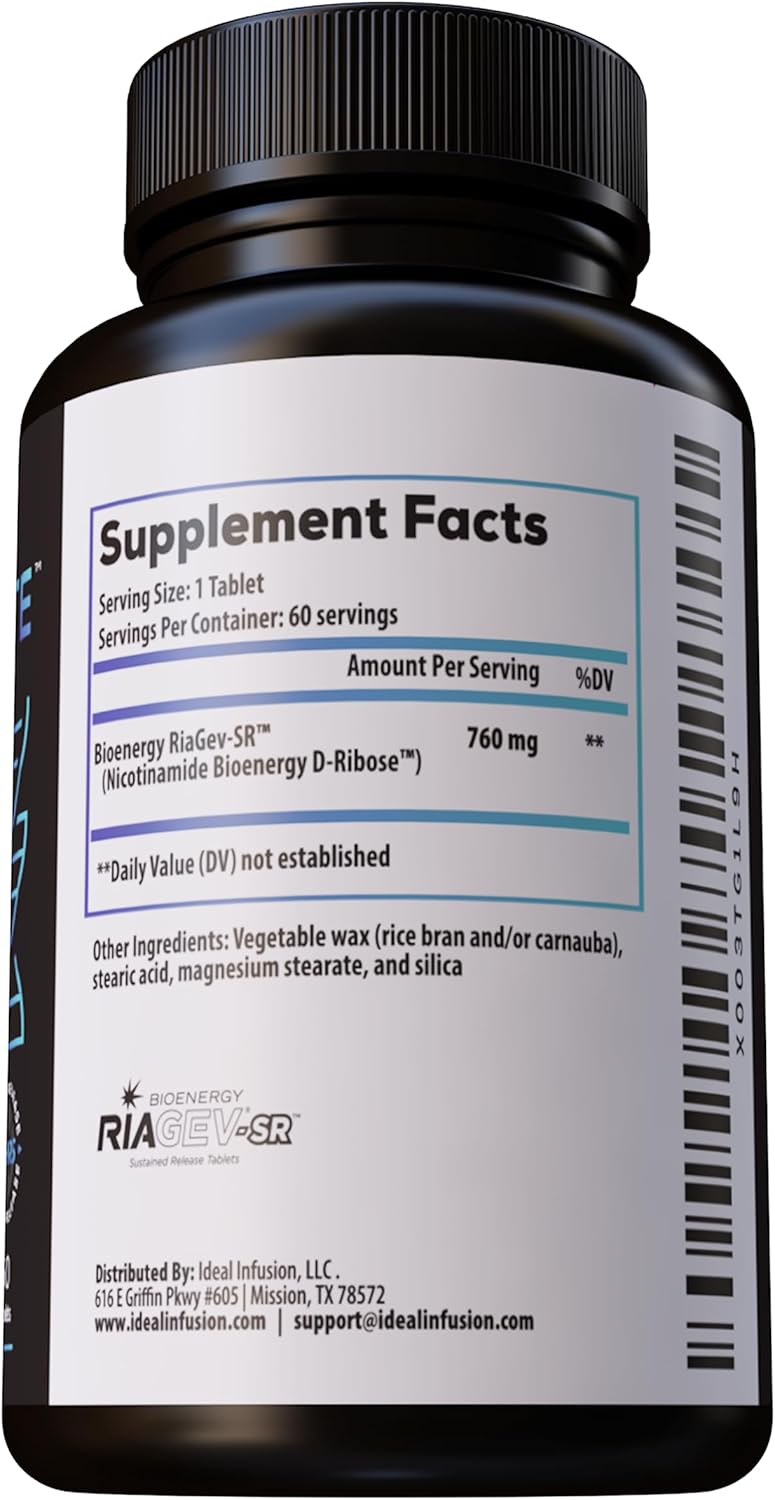 NAD & NR Biosynthesis Supplement for Cardiovascular Health & Muscle Vitality: Sustained Release Infusion Boosts ATP, NAD+, Glutathione - Vegan (60 Servings)