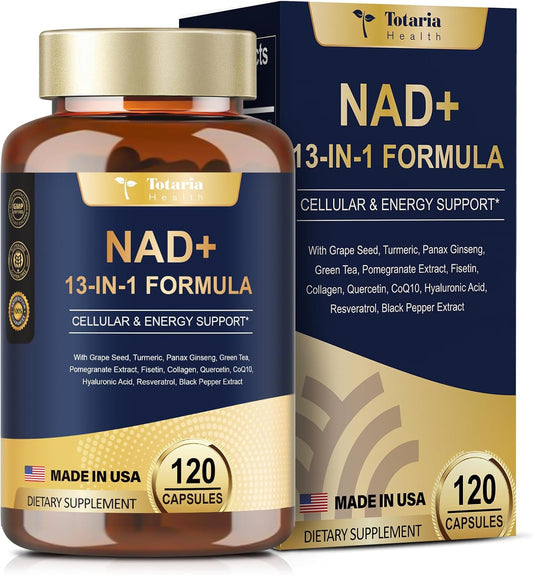 NAD Plus Supplement with NR, Resveratrol, Quercetin, Betaine - Boost NAD+ Levels for Anti-Aging, Energy, Immune Support - 120 Capsules for Men and Women