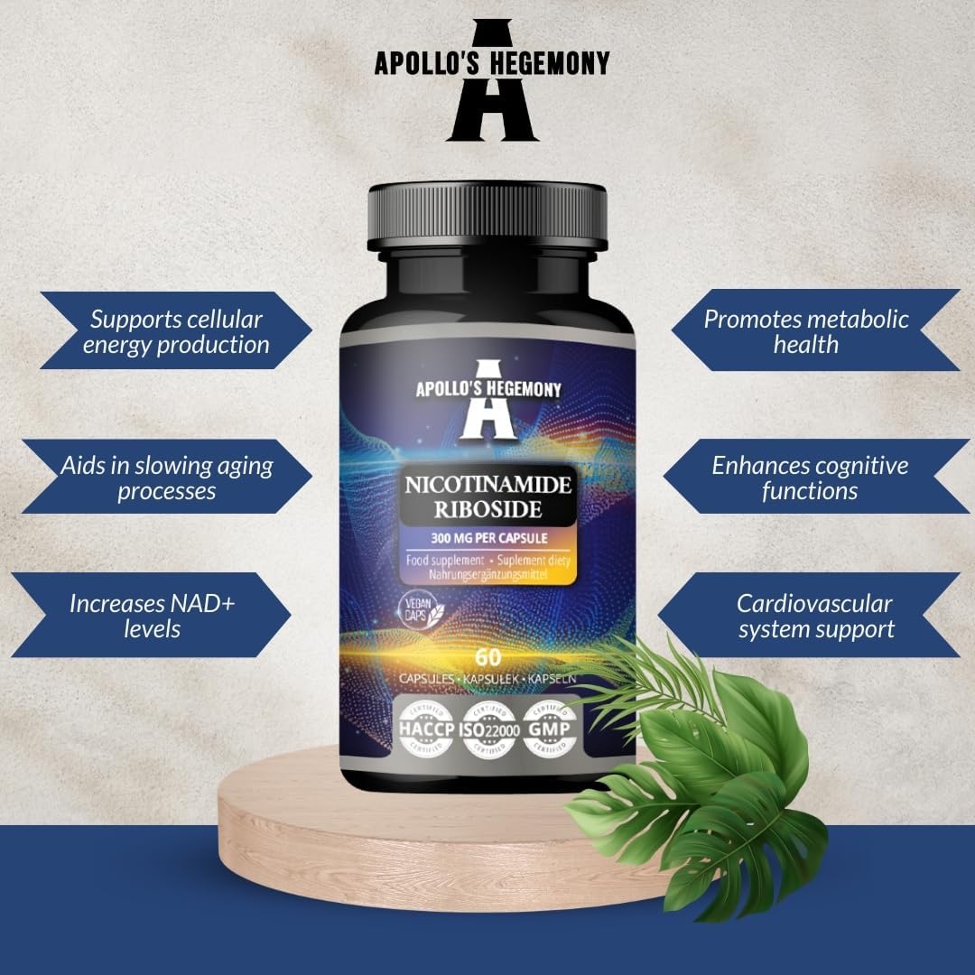 NAD+ Precursor Nicotinamide Riboside (NR) 300mg - Energy Metabolism Support - 60 Vegan Capsules - Vitamin B3 Supplement - Reduce Tiredness - 2 Month Supply
