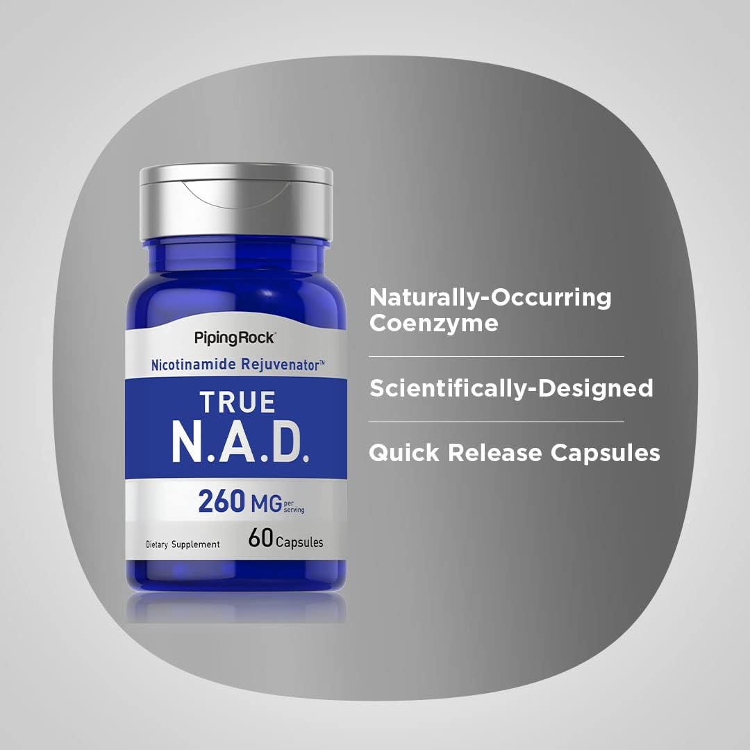 NAD Rejuvenator Supplement Capsules for Women and Men - Non-GMO, Gluten Free - Piping Rock