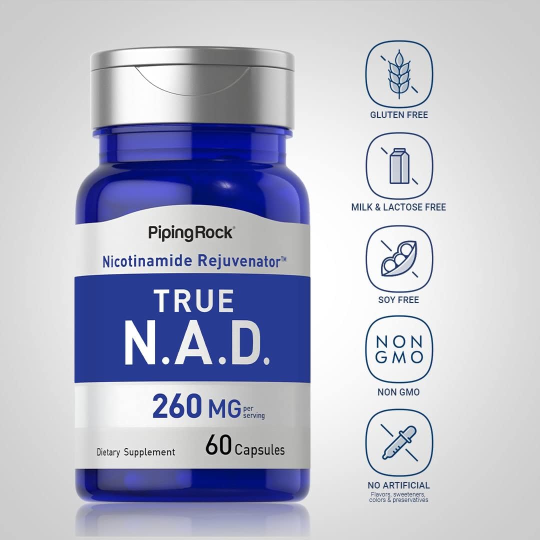 NAD Rejuvenator Supplement Capsules for Women and Men - Non-GMO, Gluten Free - Piping Rock