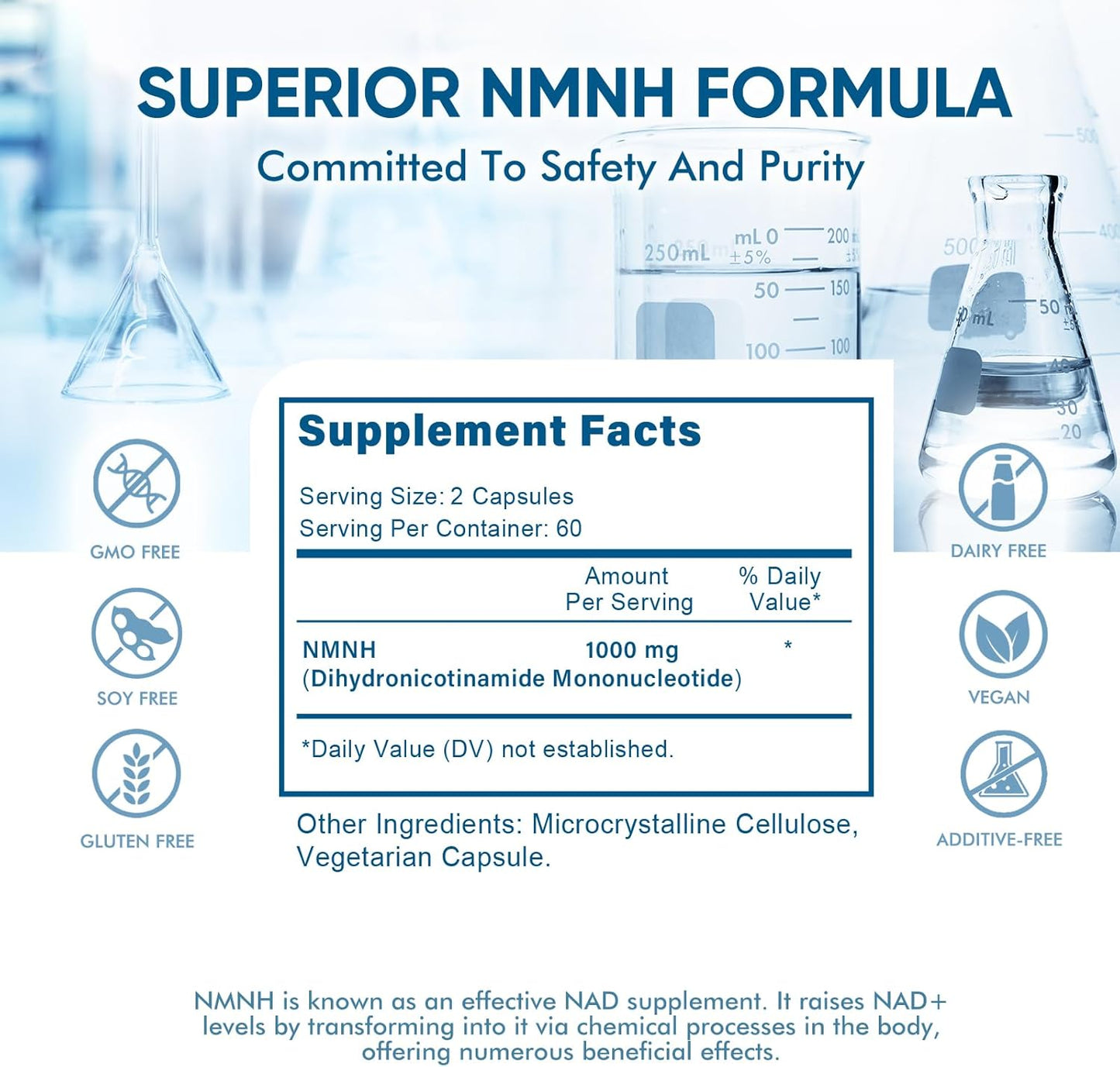 NAD Supplement 1000mg for Anti Aging, Energy & Focus - 120 Capsules, NAD+ Booster for Age-Related Decline