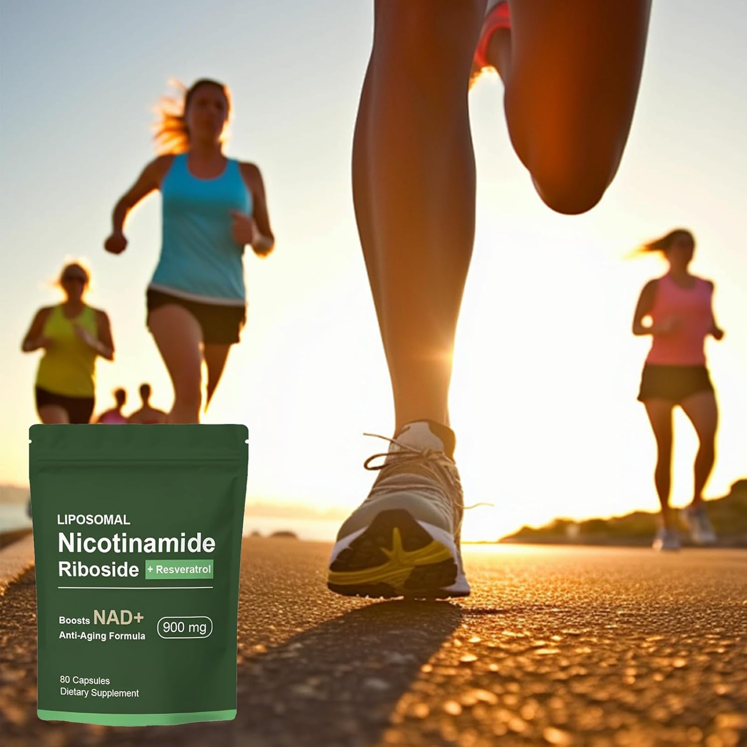 NAD+ Supplement with Nicotinamide Riboside, Resveratrol, and Quercetin for Energy and Focus - 80 Capsules