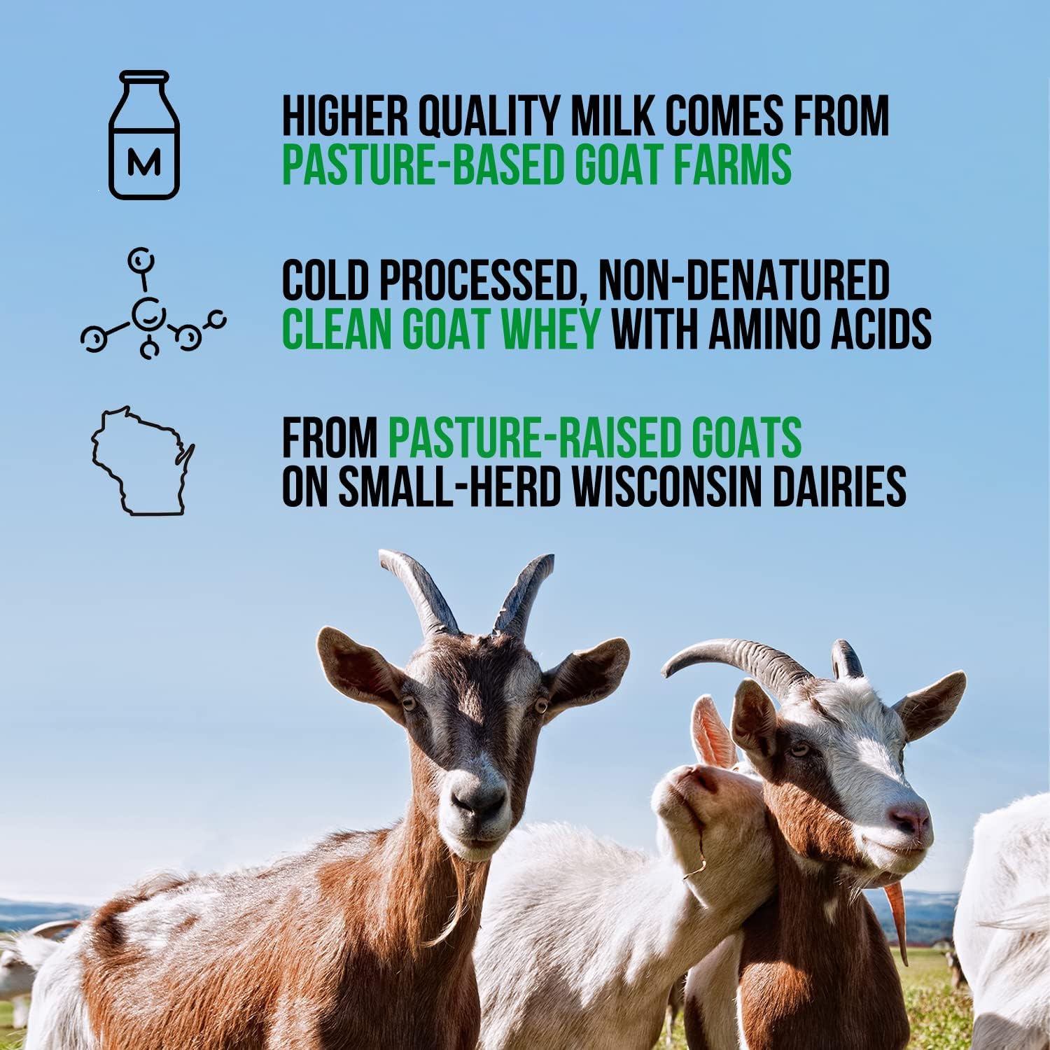 Naked Goat Whey Protein Powder from Wisconsin Dairies - GMO Free, Soy Free, Easy to Digest - 2lb Bulk - 23g Protein - 30 Servings