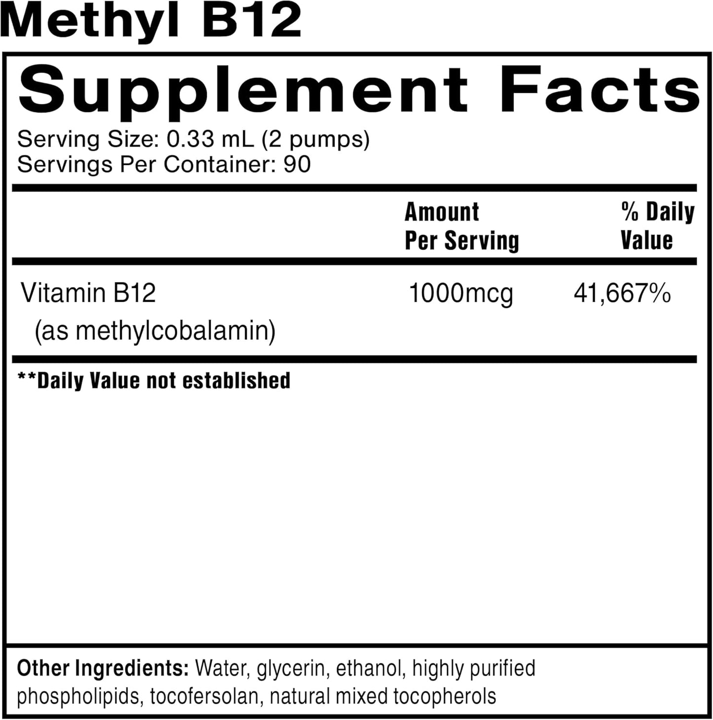 Nano-Enhanced Methyl B12-1000mcg with Methylcobalamin for Superior Absorption - Energy Support Supplement - 30ml (90 Servings)