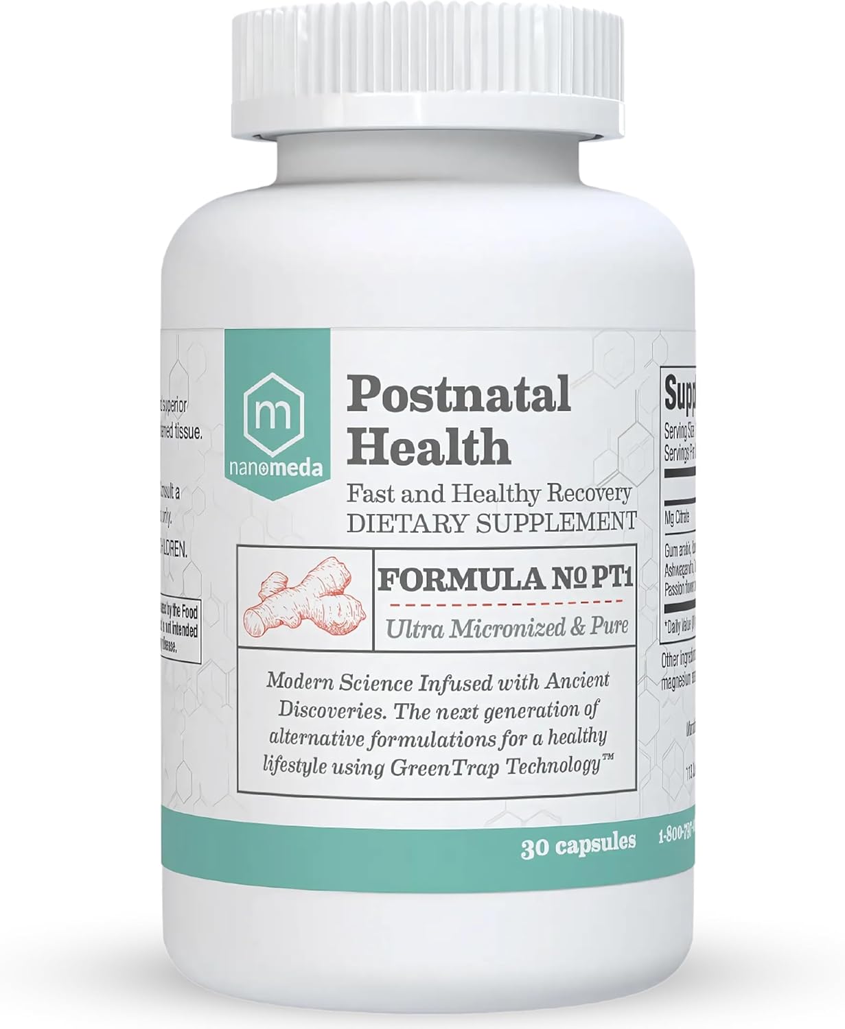 Nano Meda® Ayurvedic Postnatal Care Capsules for New Mothers - Natural Recovery & Strength | Ashwagandha, Curcumin, Vitamin D3 | Post-Pregnancy Support for Pain Relief, Muscle Recovery & Mood Balance - 60 Count
