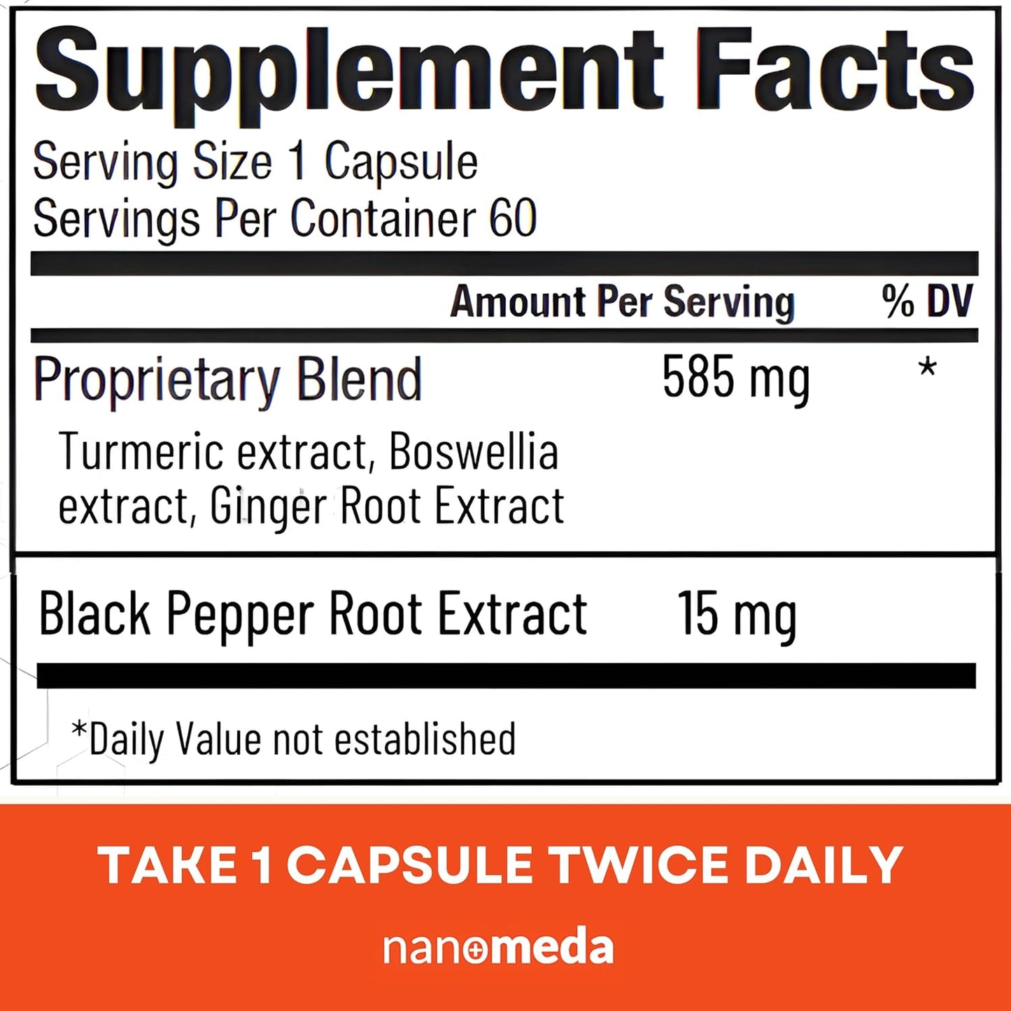 Nano Meda® Turmeric Curcumin with Boswellia | Advanced Absorption Joint Support Supplement | 60 Count, Patented Micronized Turmeric