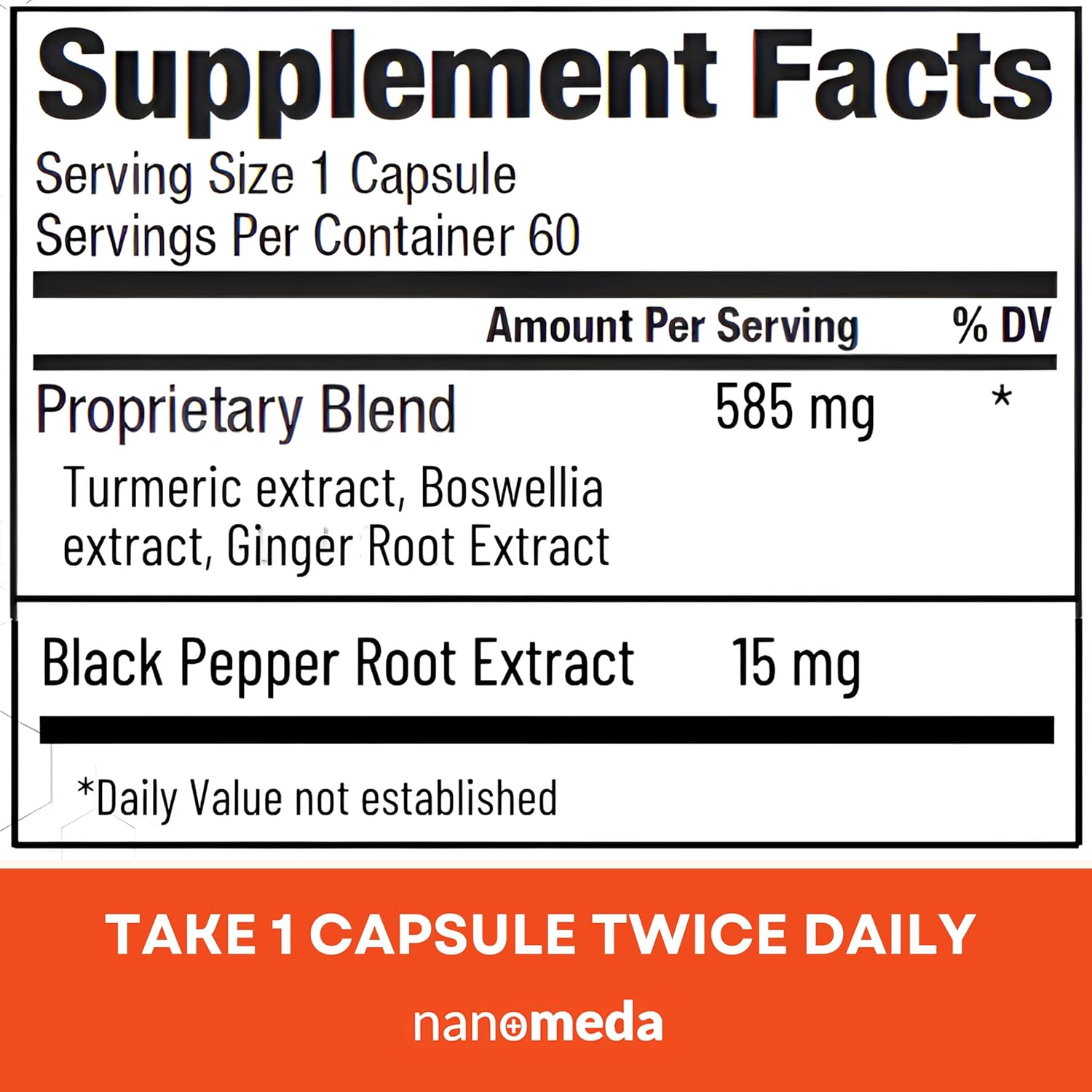 Nano Meda® Turmeric Curcumin with Boswellia | Advanced Absorption Joint Support Supplement | 60 Count, Patented Micronized Turmeric