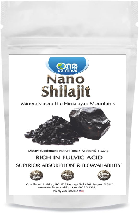 Nano Shilajit Powder 8 oz - High Fulvic Acid, Enhanced Absorption, Supports Wellness - Non-GMO, Vegan, Gluten Free