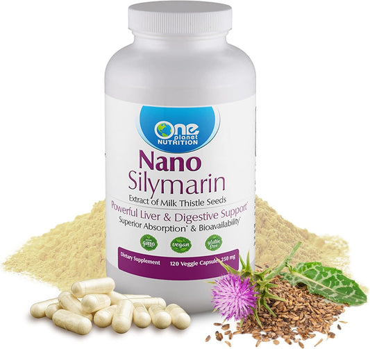 Nano Silymarin Capsules 250mg (120 Servings) - Milk Thistle Seed Extract for Liver Health & Detox - Non-GMO, Vegan, Gluten Free - Enhanced Absorption Technology