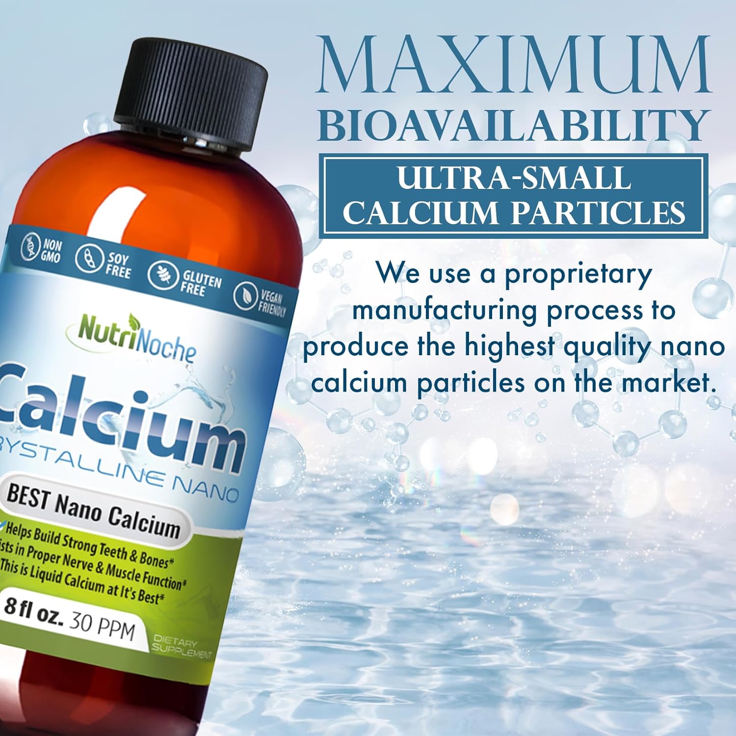 Nano-sized Liquid Calcium Supplement with Colloidal & Trace Minerals - 30 PPM for Cellular Absorption