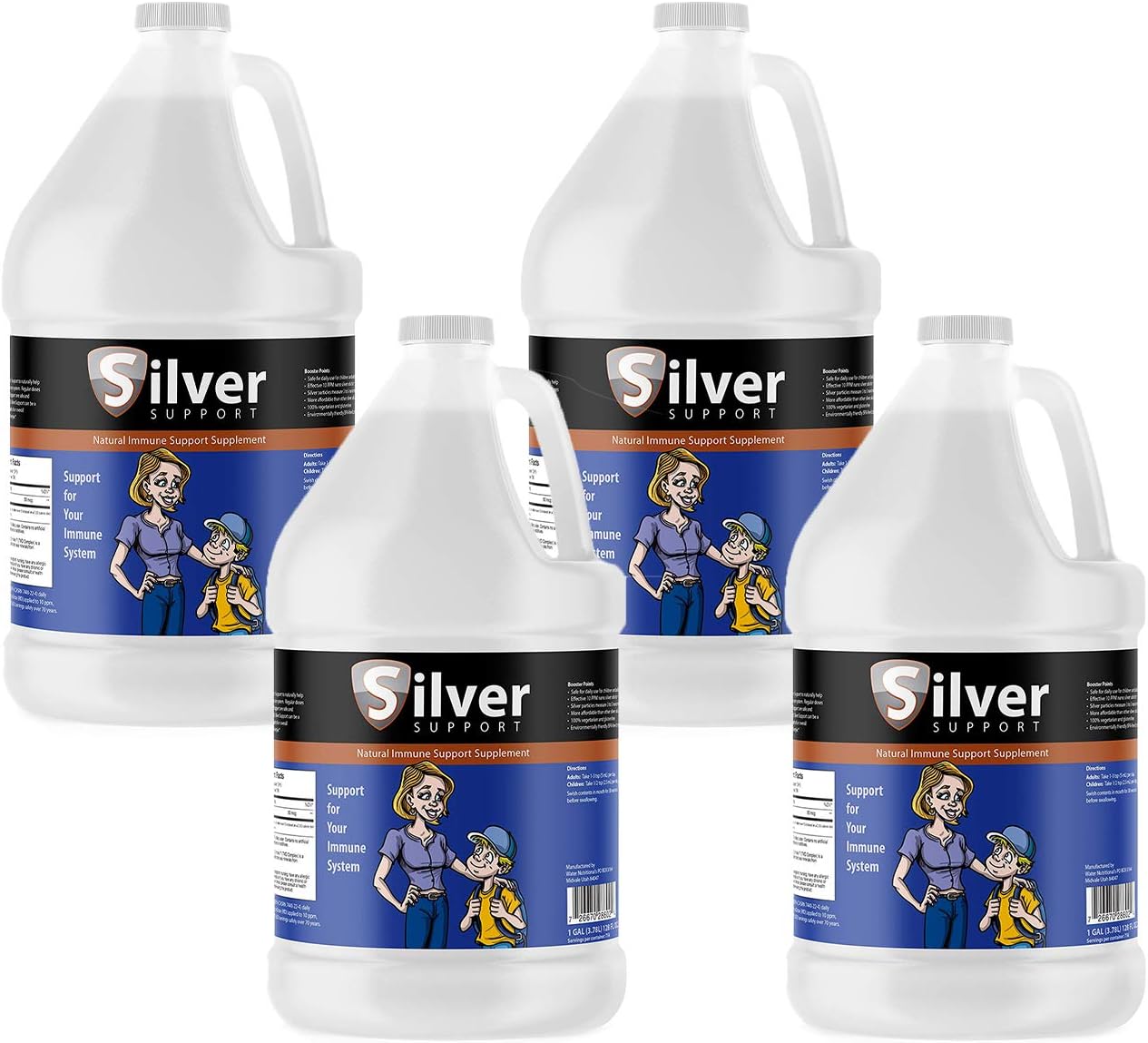 Nano-sized Silver Solution for Immune Support - Herbal Supplement for Kids, Pets & Adults - 4 Gallons