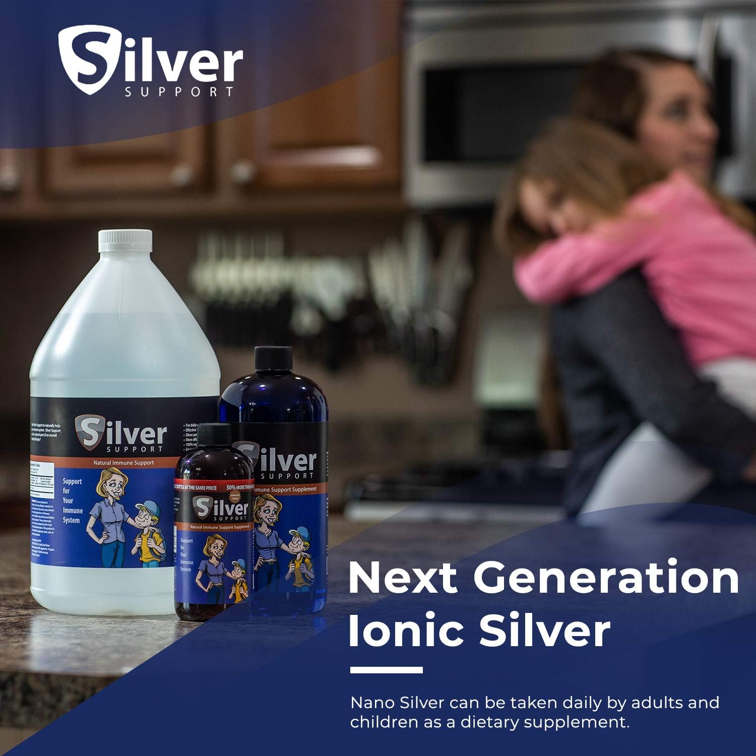 Nano-sized Silver Solution for Immune Support - Herbal Supplement for Kids, Pets & Adults - 4 Gallons