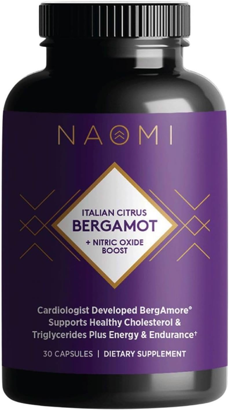NAOMI Italian Citrus Bergamot Enhanced with Nitric Oxide Boost for Healthy Cholesterol & Blood Pressure, Developed by Award-Winning Cardiologist, 30-Day Supply