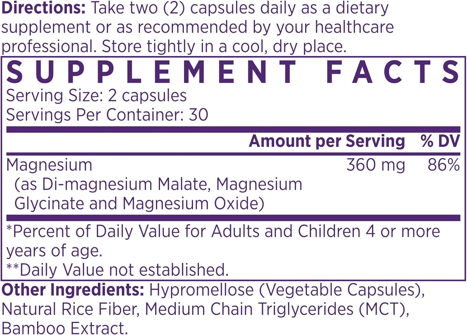 NAOMI Mighty Mg Magnesium Glycinate & Malate Complex 360mg for Heart Health, Strong Bones, and Better Sleep - 60 Veggie Caps, Gluten-Free, Non-GMO, Vegan Formula with High Absorption