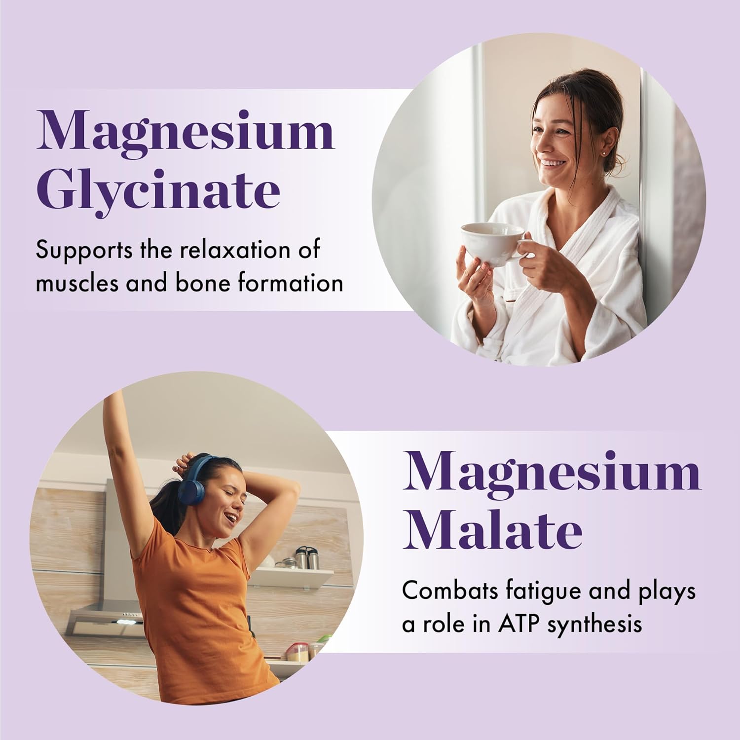 NAOMI Mighty Mg Magnesium Glycinate & Malate Complex 360mg for Heart Health, Strong Bones, and Better Sleep - 60 Veggie Caps, Gluten-Free, Non-GMO, Vegan Formula with High Absorption