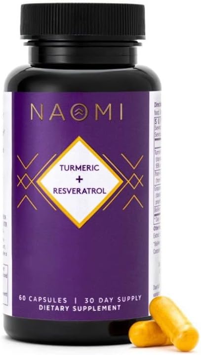 NAOMI Turmeric Curcumin 1000mg with BioPerine and Resveratrol for Joint Support and Muscle Health