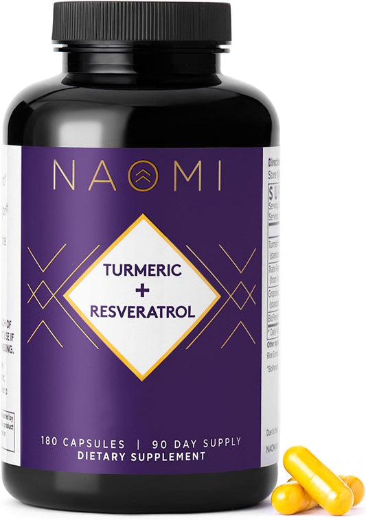 NAOMI Turmeric Curcumin 1000mg with BioPerine & Resveratrol - Joint Support & Muscle Response - 3-Month Supply