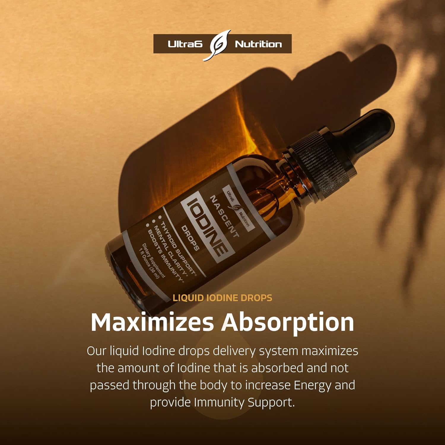 Nascent Iodine Drops for Energy & Health | Liquid Supplement & Immunity Booster | 6 Nascent Iodine Drops