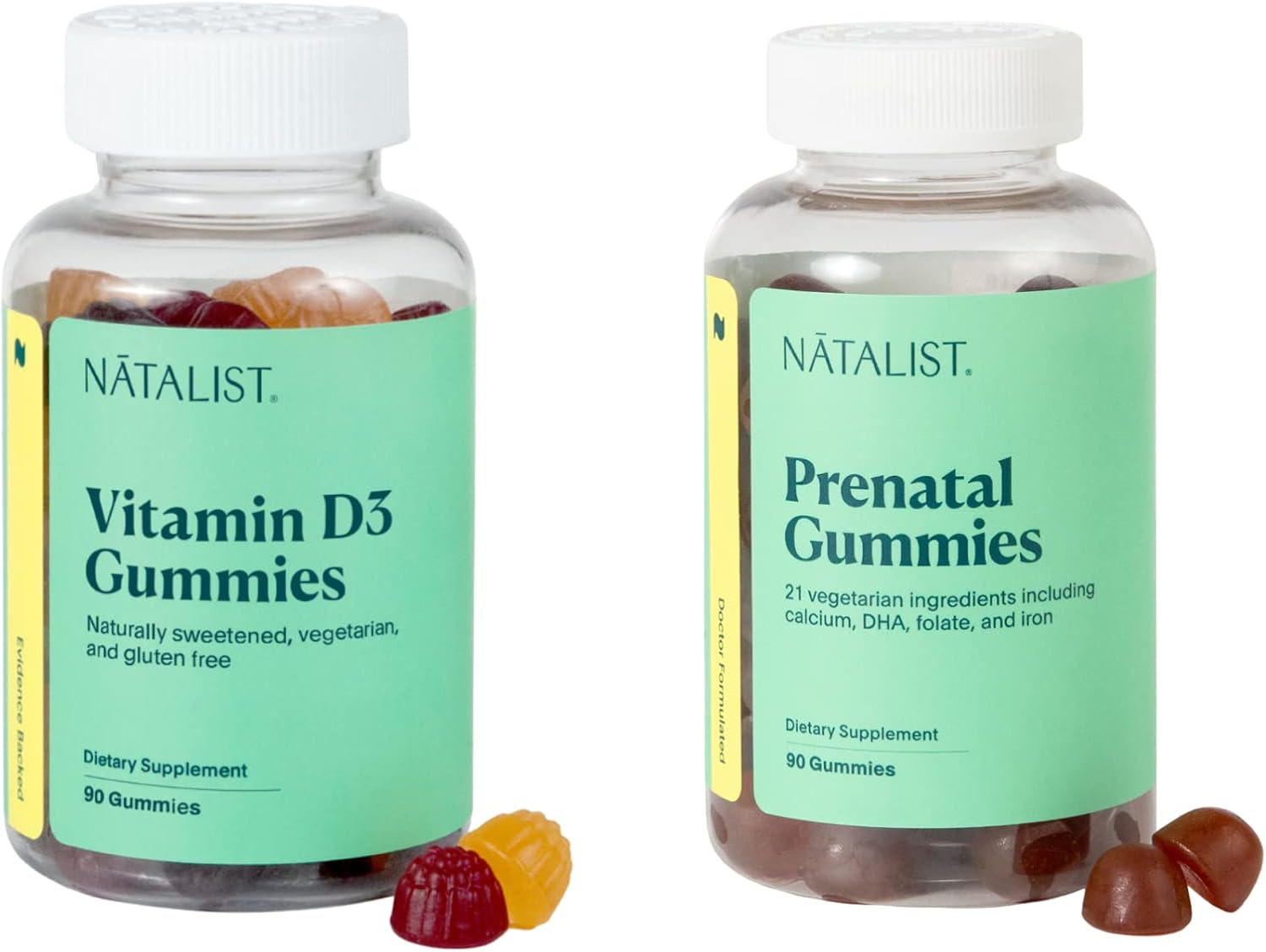 NATALIST Immune Support Gummy Bundle for Preconception & Pregnancy - Prenatal & Vitamin D3 - 90 Count Each - Vegetarian & Gluten-Free