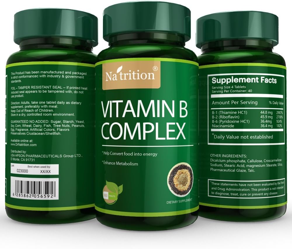 Na'trition Vitamin B Complex Tablets - 160 Tablets, Essential B Vitamins for Daily Health Support