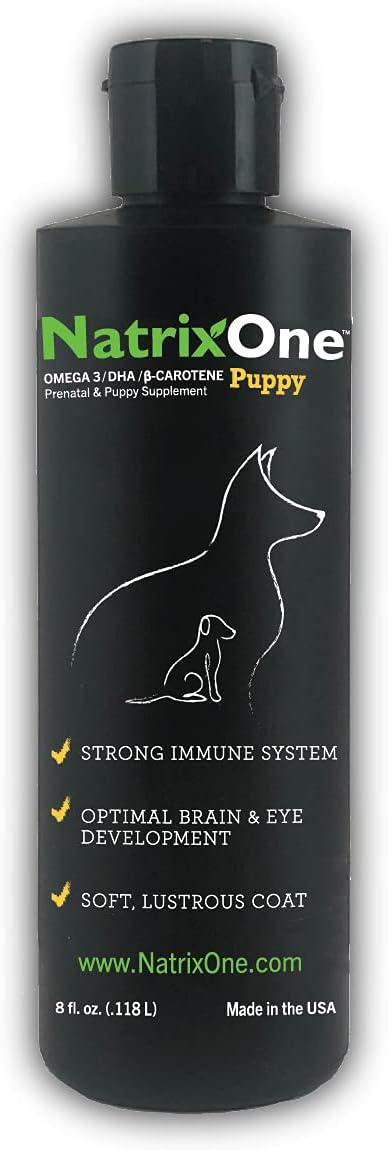 NatrixOne Omega 3 Puppy Supplement 8 oz - Boosts Immune System & Cognitive Development - All-Natural Skin & Coat Support