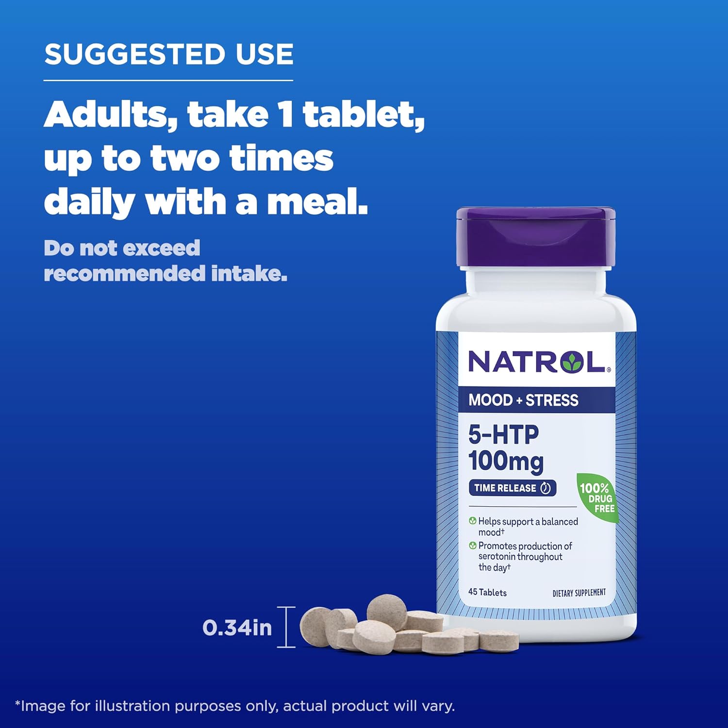 Natrol 5-HTP 100mg Time Release Tablets for Balanced Mood - 90 Count