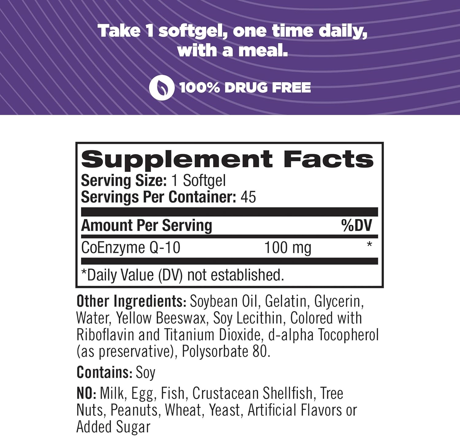 Natrol CoQ-10 Softgels 100mg for Heart Health - 45 Count Dietary Supplement