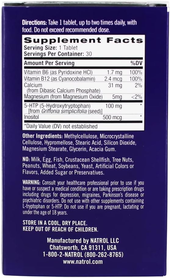 Natrol Daily Stress Relief 100 mg Tablets for Mood and Stress Support - 30 Day Supply