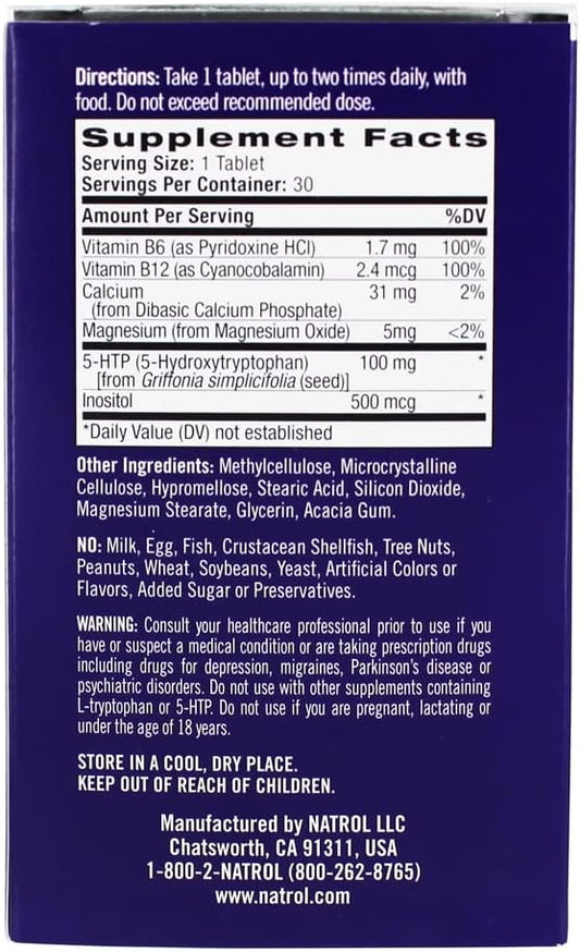 Natrol Daily Stress Relief 100 mg Tablets for Mood and Stress Support - 30 Day Supply