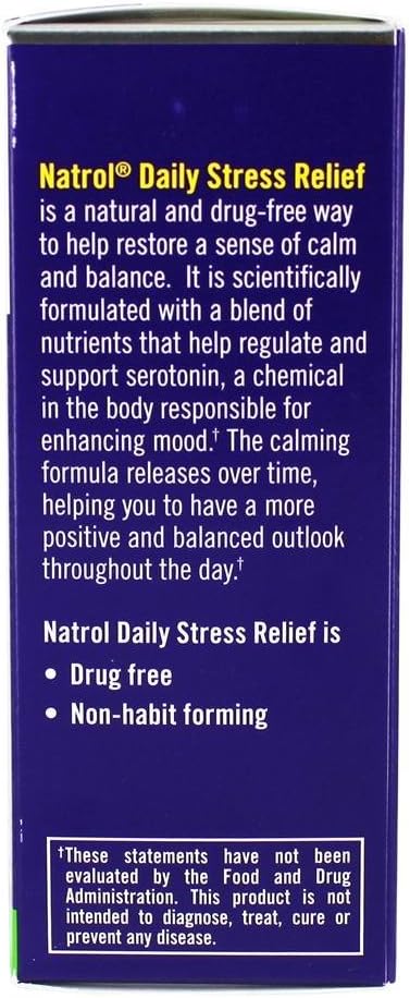 Natrol Daily Stress Relief 100 mg Tablets for Mood and Stress Support - 30 Day Supply