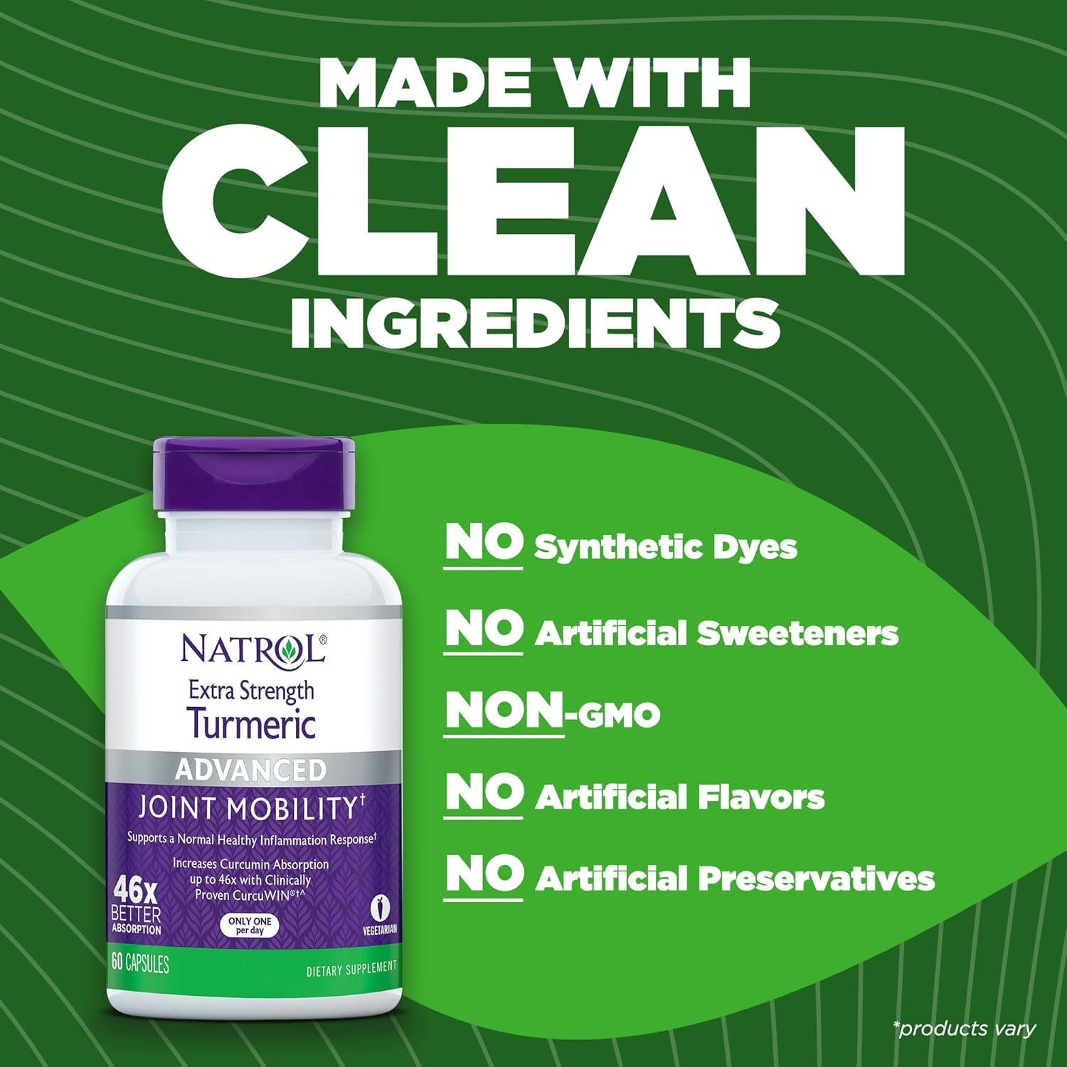 Natrol Extra Strength Turmeric Capsules - Joint Health Dietary Supplement for Adults - 60 Day Supply