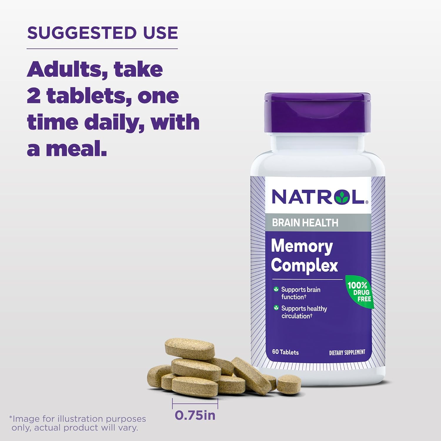 Natrol Memory Complex: Brain Health & Memory Support Supplement with Ginkgo Biloba & B Vitamins, 60 Tablets