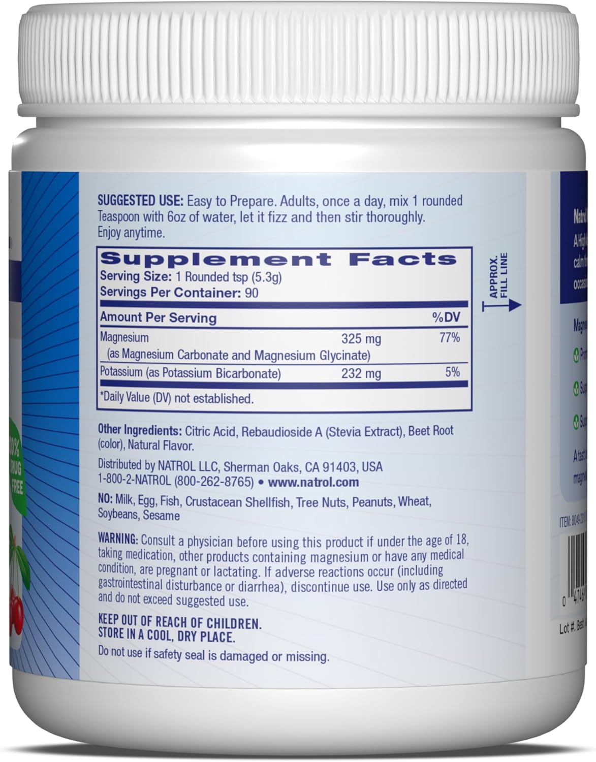 Natrol Mood + Stress Magnesium Blend with Potassium, Cherry-Flavored Powder, 45-Day Supply