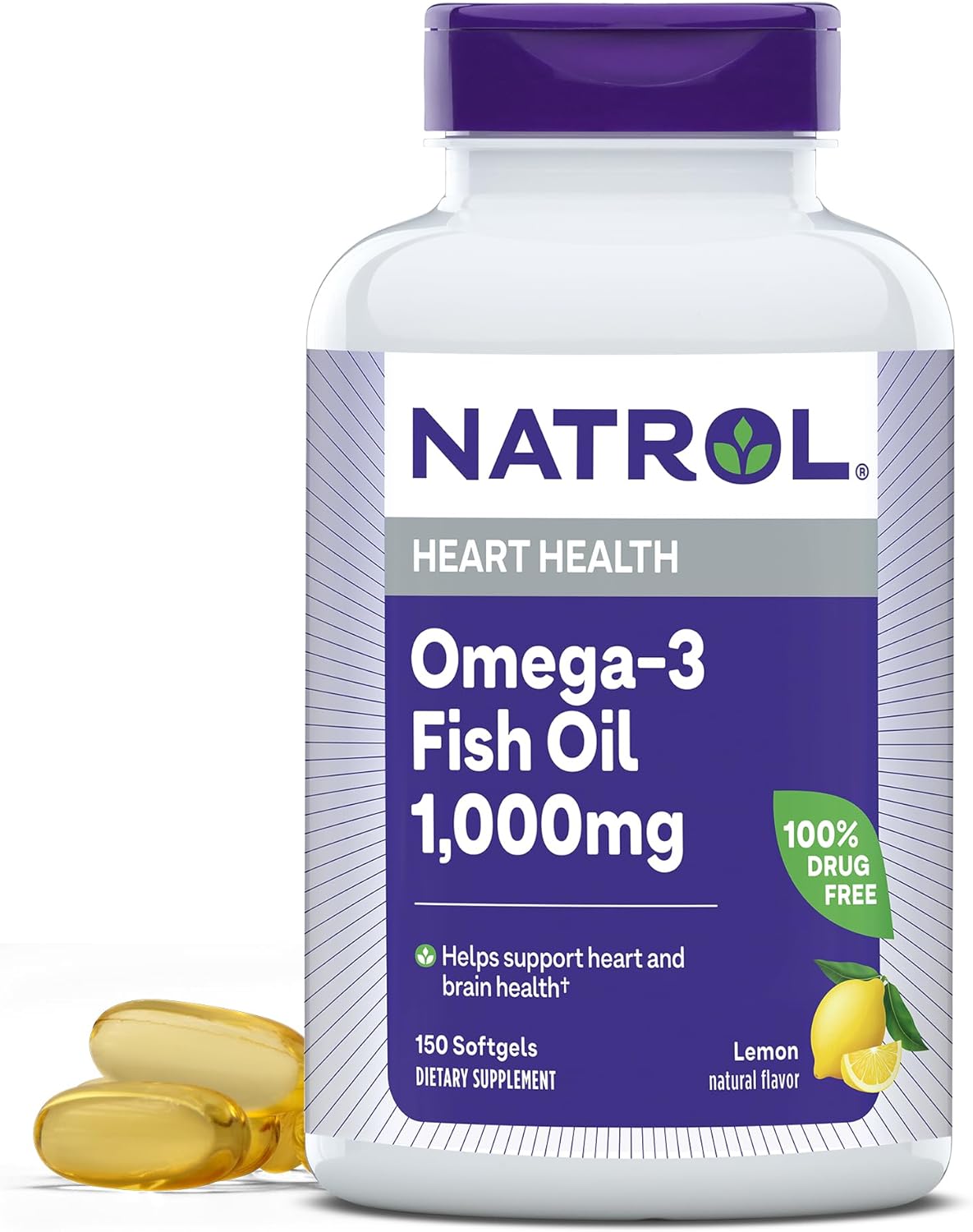 Natrol Omega-3 Fish Oil 1000mg, 150 Softgels - High Potency Essential Fatty Acids Supplement for Heart Health and Brain Function