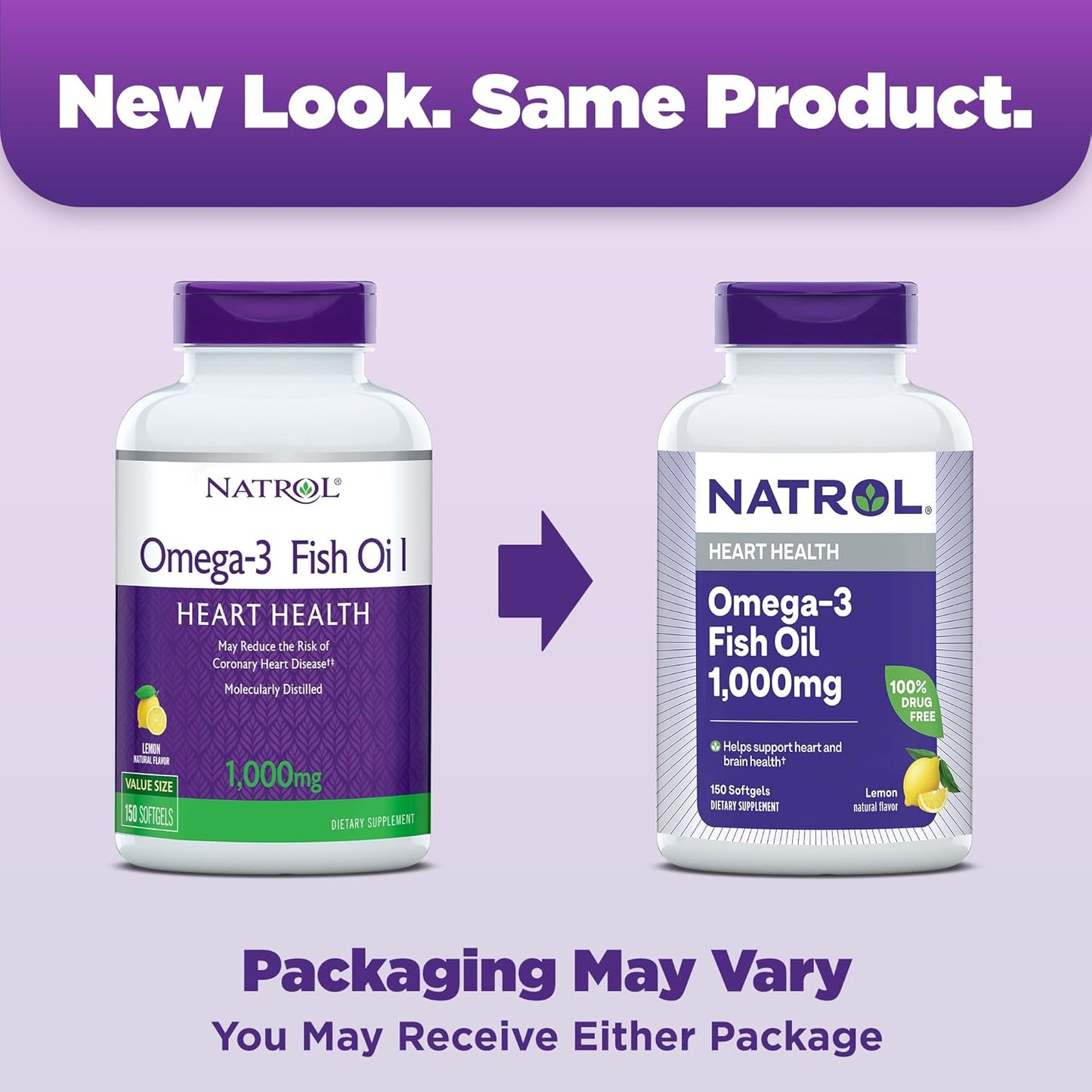 Natrol Omega-3 Fish Oil 1000mg, 150 Softgels - High Potency Essential Fatty Acids Supplement for Heart Health and Brain Function
