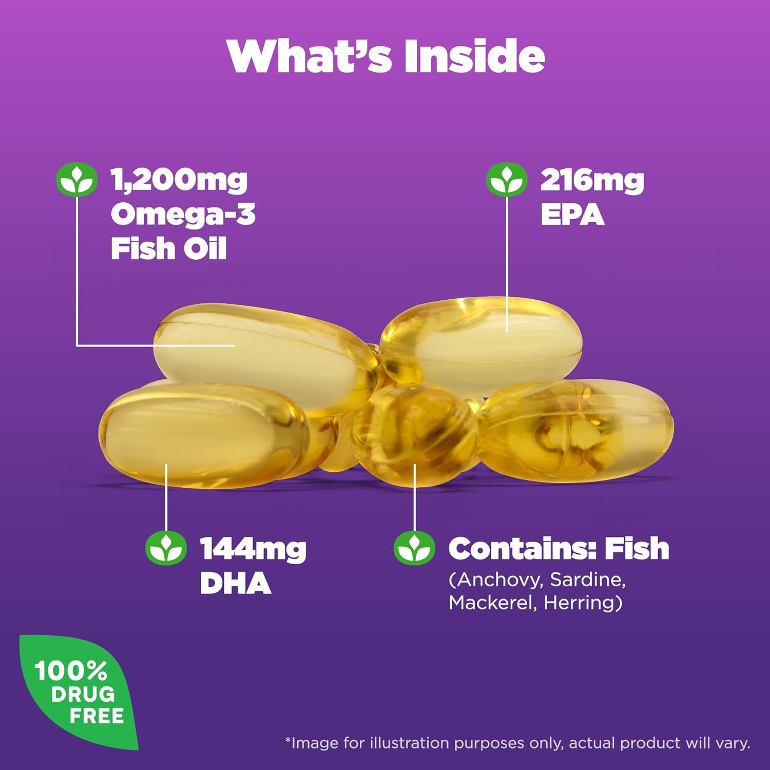 Natrol Omega-3 Fish Oil Softgels 1200mg Dietary Supplement for Heart Health - 60 Count