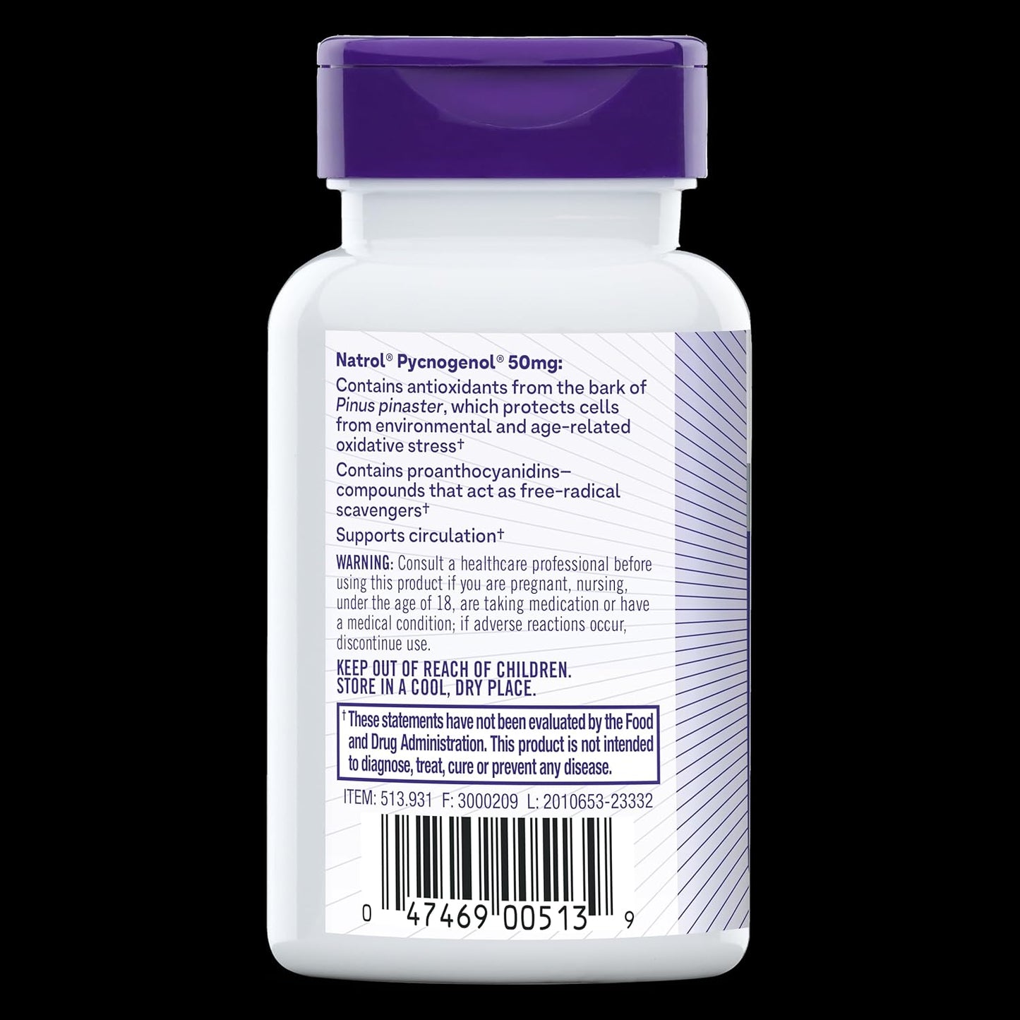 Natrol Pycnogenol Capsules 50mg - Antioxidant Supplement with European Maritime Pine Bark Extract for Cellular Protection & Circulation Support - 60 Count
