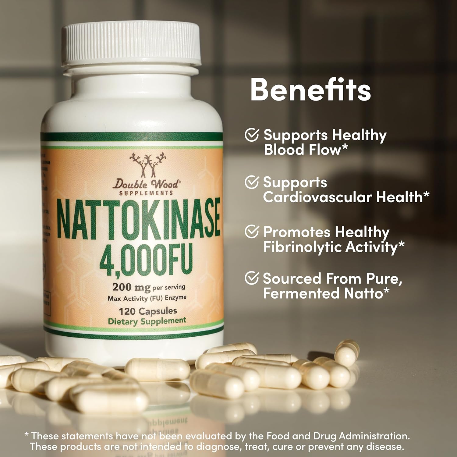 Nattokinase Supplement with Magnesium L Threonate Capsules - Double Wood Supplements