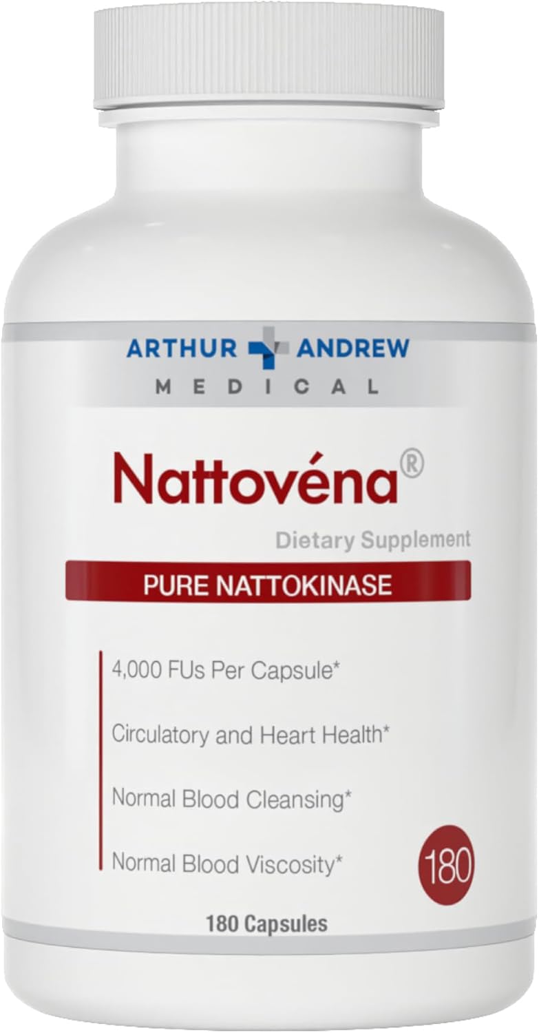 Nattovena Double Strength Nattokinase Supplement by Arthur Andrew Medical - 4,000 FUs per Capsule - 180 Count