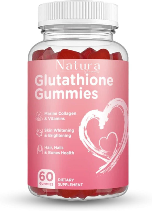NATURA SKIN COSMETICS Glutathione Gummies - Repair, Brighten, and Rejuvenate Skin - Anti-Aging - Acne Clearing - Dark Spot Reduction - L-Glutathione, Collagen, Vitamins - Pink