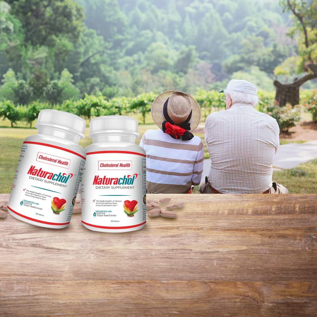 Naturachol Vegan Cholesterol Support Formula with Red Yeast Rice Extract, CoQ10, and Grape Seed Extract - 90 Tablets