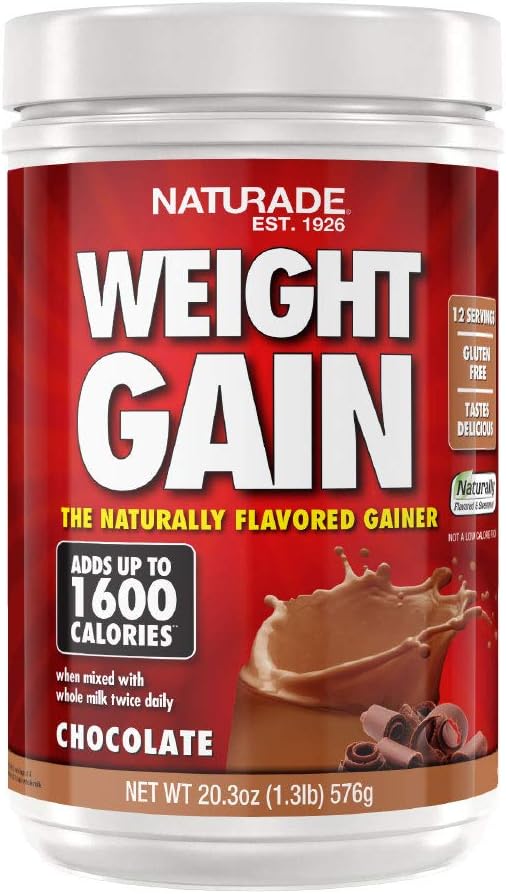 Naturade All Natural Weight Gain Drink Mix Chocolate Flavor 20.3oz - Gluten Free, High Calorie Mass Gainer with Carbs & Protein - 1600 Calories per Serving